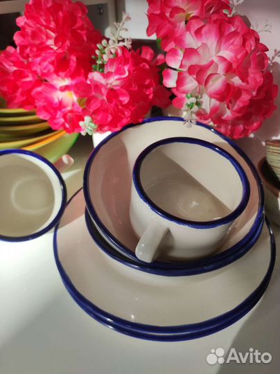 Набор чашки тарелки салатники фарфор