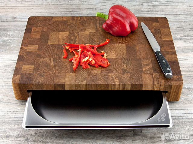 Торцевая разделочная доска с ёмкостью, 40х28 см
