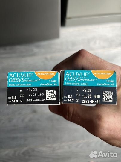Контактные линзы acuvue oasys astigm -4,25 и -5,25