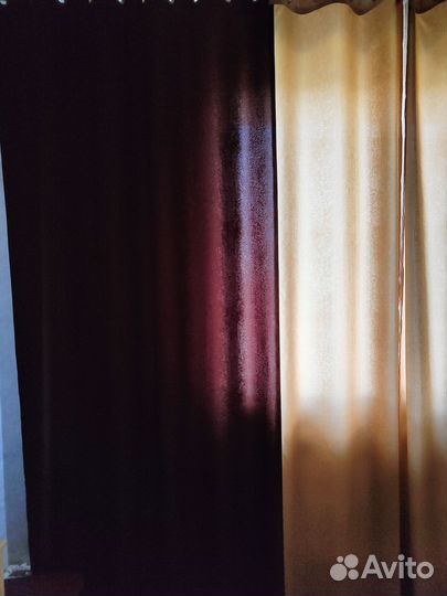 Шторы бежево-коричневые с люверсами