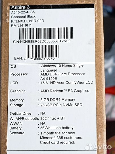 Ноутбук acer aspire 3 a315