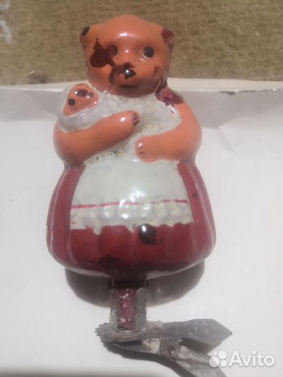 Елочные игрушки медведица и медвежонок СССР