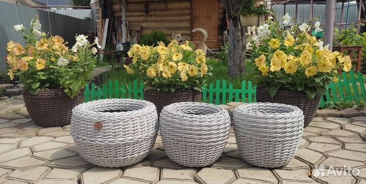 Кашпо комплект из ротанга