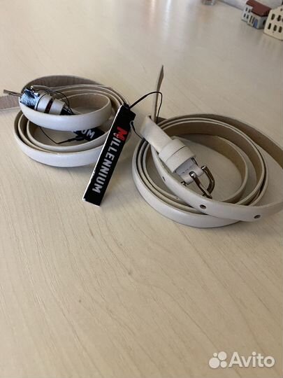 Ремень женский кожаный белый