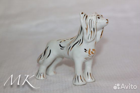 Китайская хохлатая собака статуэтка фарфор гжель