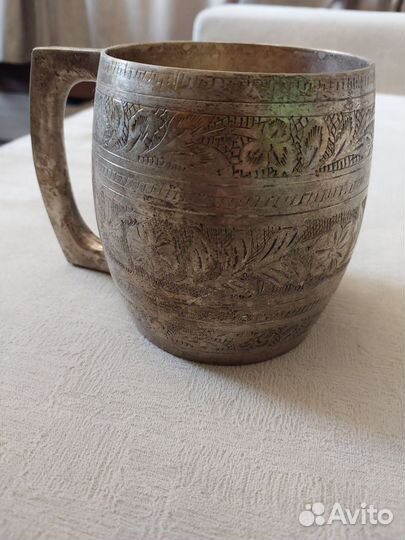 Кружка бокал пивная, Латунь винтаж