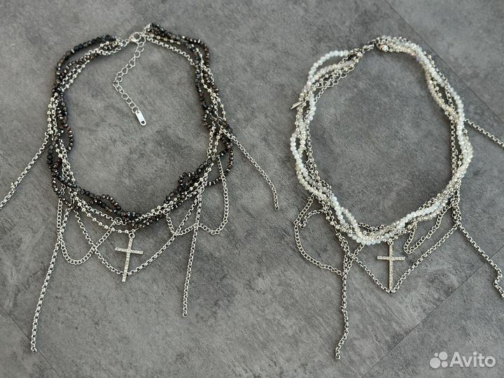 Ожерелье/ колье многослойное серебро poison drop