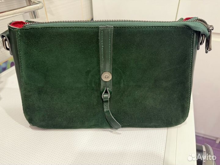 Сумка кожаная замшевая