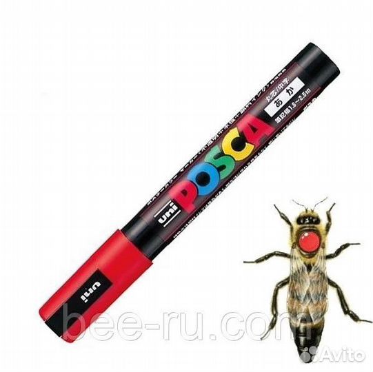 Маркер красный 2,5 мм. для метки маток UNI posca