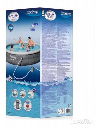 Новый Бассейн Bestway Fast Set 57376, 396х84