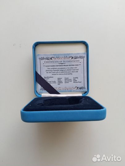 Монета 5 долларов Год Козы 2015 Такелау серебро