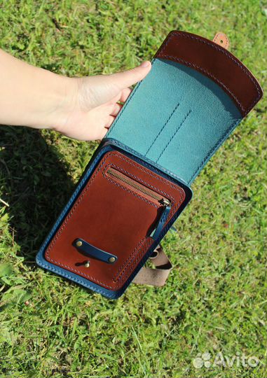 Мотосумка на бедро из натуральной кожи