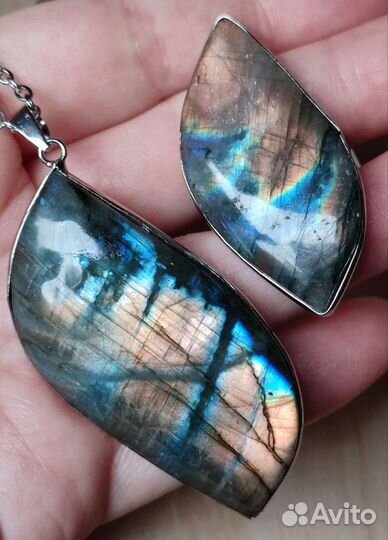 Лабрадорит кулон + кольцо