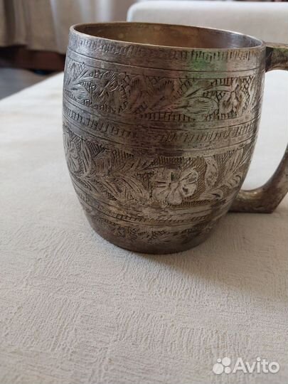 Кружка бокал пивная, Латунь винтаж