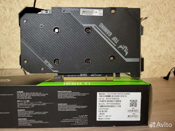 Видеокарта asus TUF Gaming GeForce GTX 1660 Ti