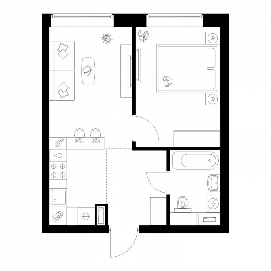 1-к. квартира, 36 м², 33/50 эт.