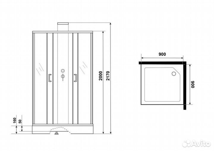 Душевая кабина Grossman GR251Q (90*90*217) elegans