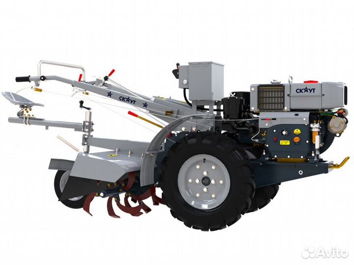 Мотоблок скаут 15 DE с почвофрезой и сиденьем