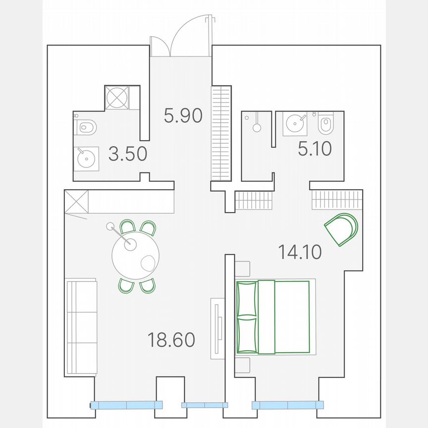 1-к. квартира, 47,2 м², 2/7 эт.