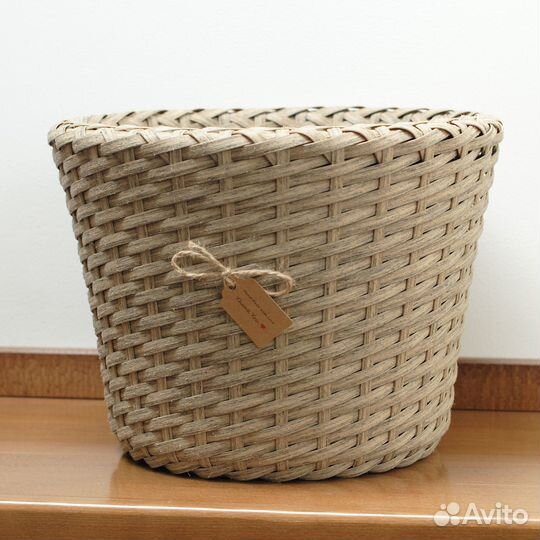 Кашпо из ротанга, 12 литров, бежево-серый меланж