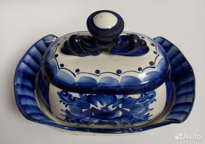 Масленка фарфор гжель