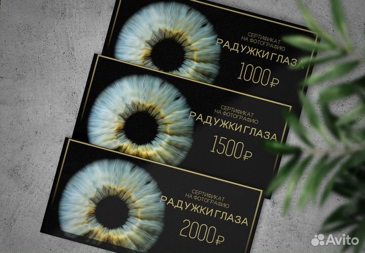 Подарочный сертификат - фото радужки глаза