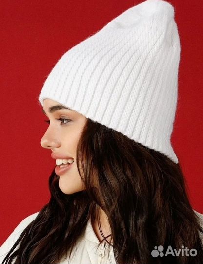 Шапка бини вязаная без отворота