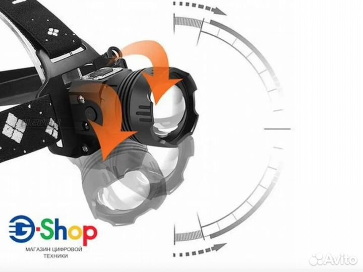 Налобный фонарь на чипе XHP 90.2 встроенный аккум