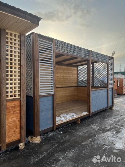 Беседка для дачи с подсветкой 2,4*5м