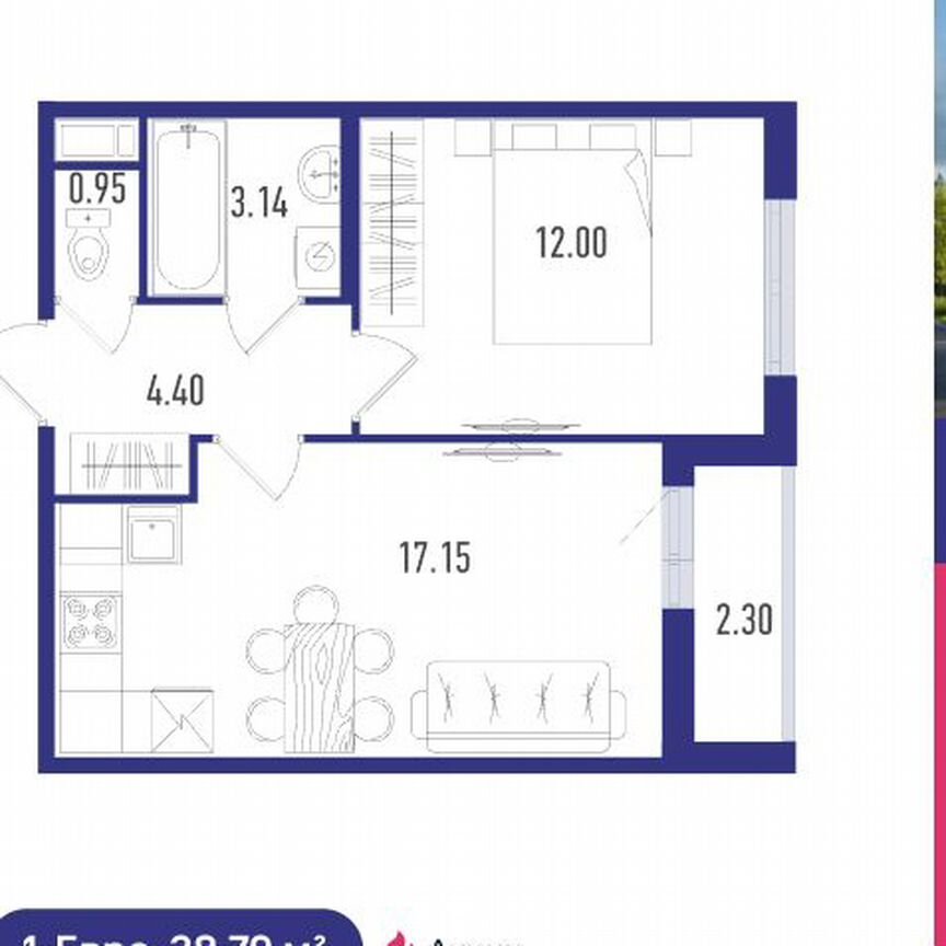 1-к. квартира, 38 м², 11/12 эт.