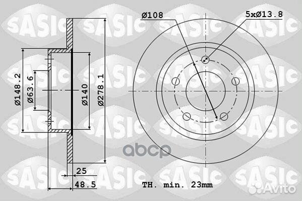 Диски тормозные комплект 2шт 6106010 6106010 Sasic