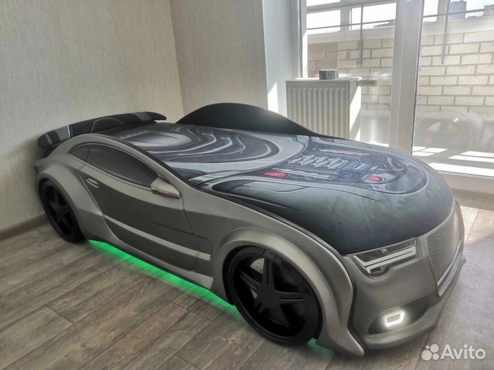 Детская кровать-машина графит