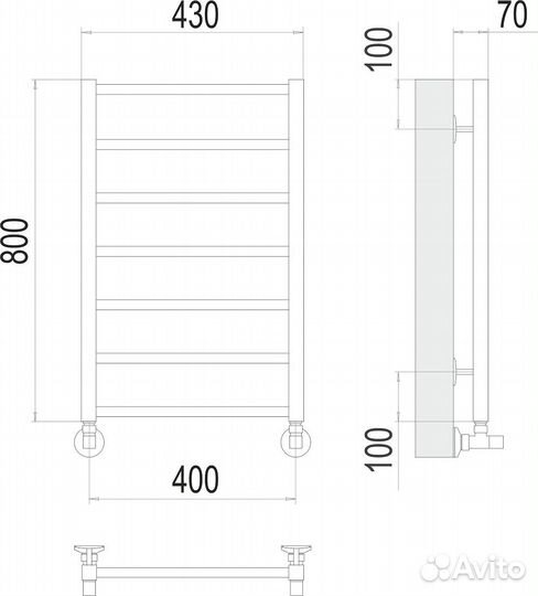 Водяной полотенцесушитель Terminus Контур П7 400x800