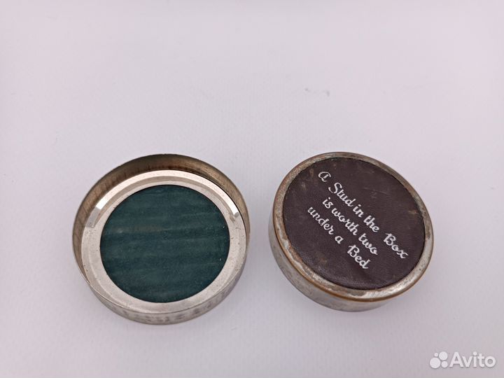 Таблетница шкатулка винтажная кожа высота 2,5 см