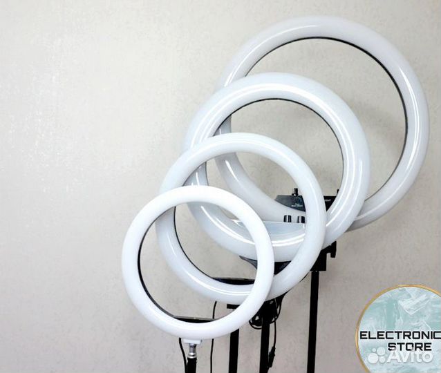 Кольцевая Лампа 33 см со Штативом Бежевая