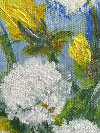 Картина цветы холст масло ручная работа