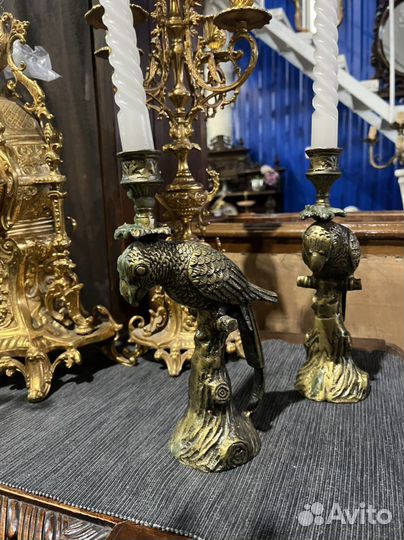 Подсвечник. Попугай. Бронза. Винтаж из Европы