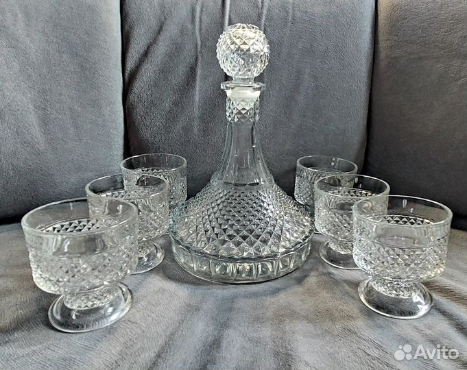 Набор графин Яхтенный и 6 бокалов СССР винтаж