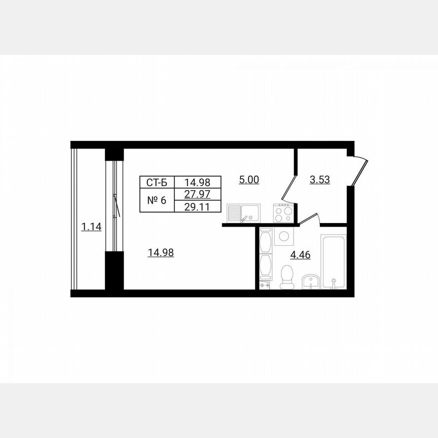 Квартира-студия, 29,1 м², 8/8 эт.