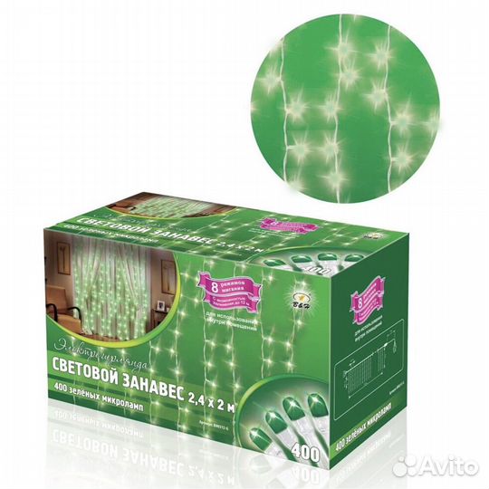 Гирлянда B&H Световой занавес 2.4 х 2 м, 400 ламп