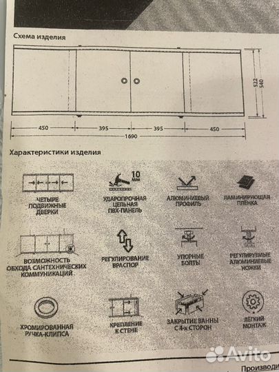 Зашивка для ванны