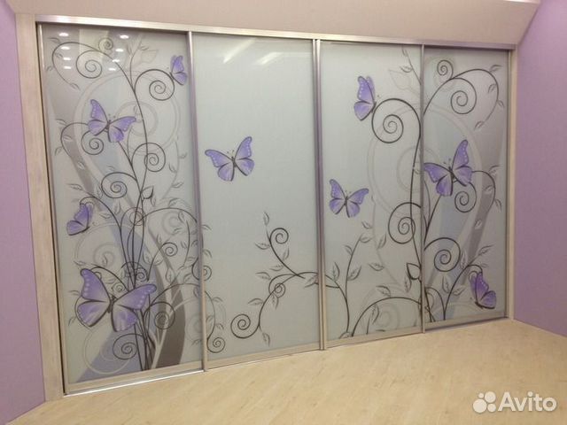 Двери-купе с фотопечатью на стекле шк-182