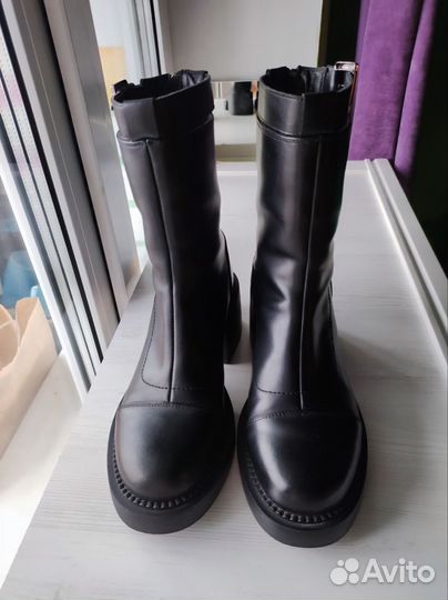 Полусапоги натуральная кожа чёрные 39