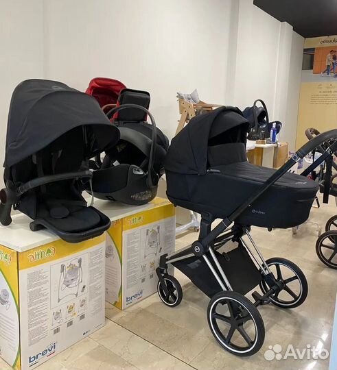 Коляска cybex priam 4 3 в 1 sepia black хром