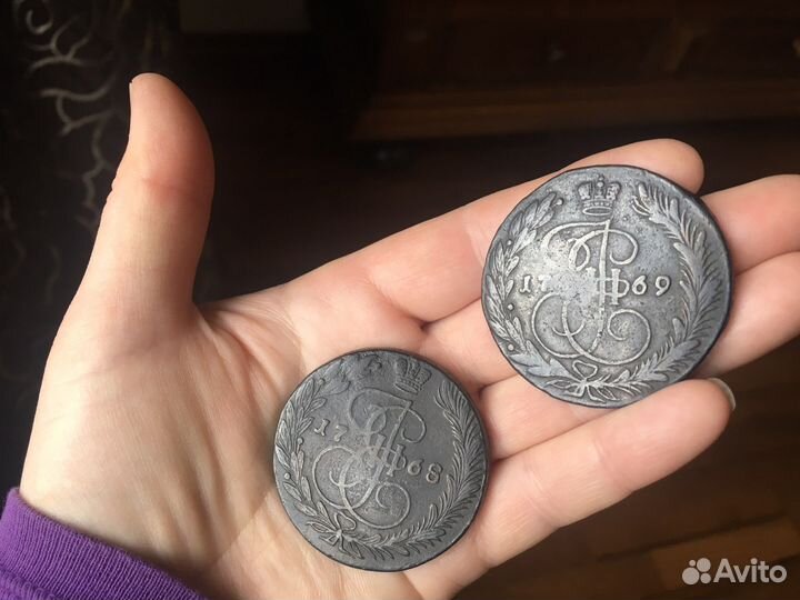 Монеты 5 копеек Екатерины 2, 1768-1773