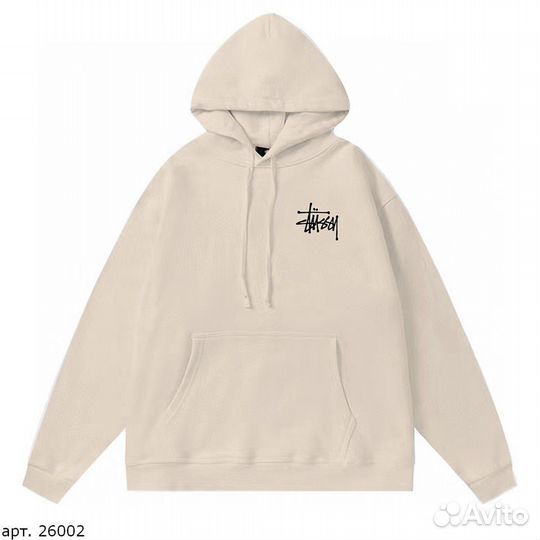 Худи Stussy big back logo бежевое