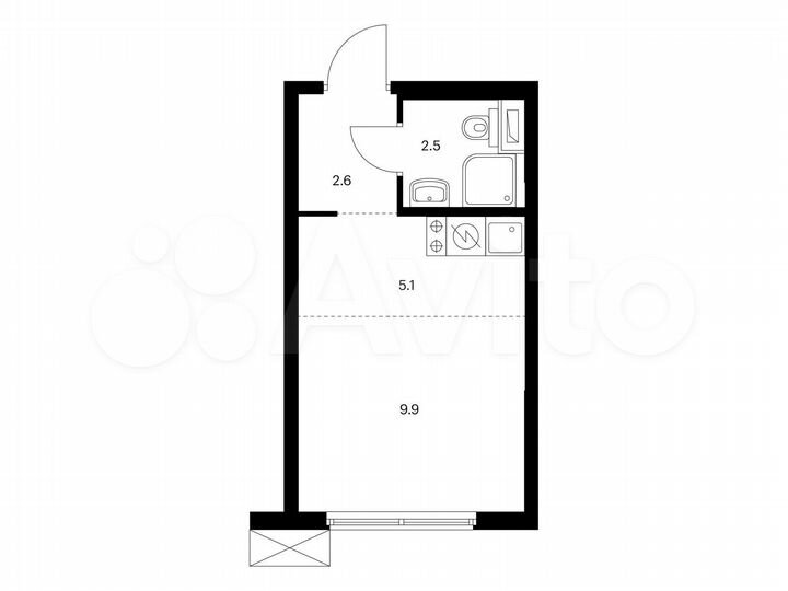 Квартира-студия, 20,1 м², 24/24 эт.
