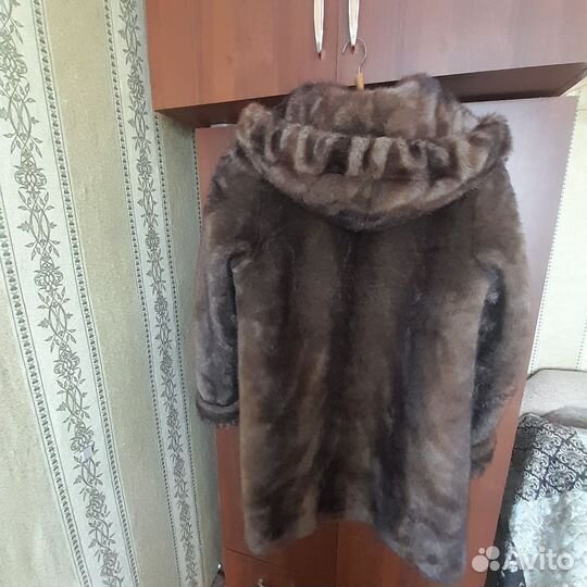 Шуба норковая с капюшоном