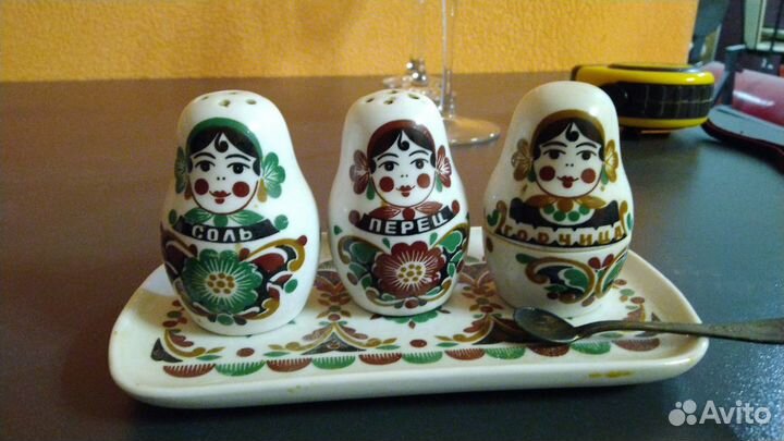 Винтажный набор для специй для стола солонка 3шт