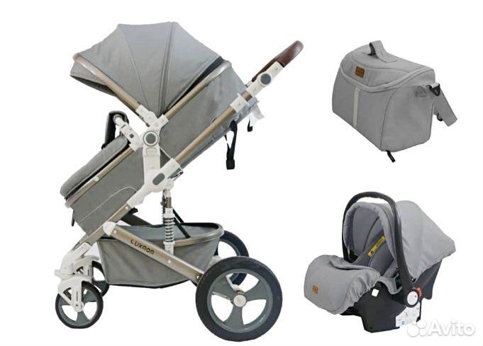 Новые коляска трансформер luxmom 518 3в1 бежевая